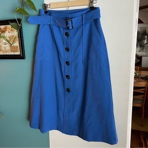 Blue Ann Taylor Midi Skirt with Belt